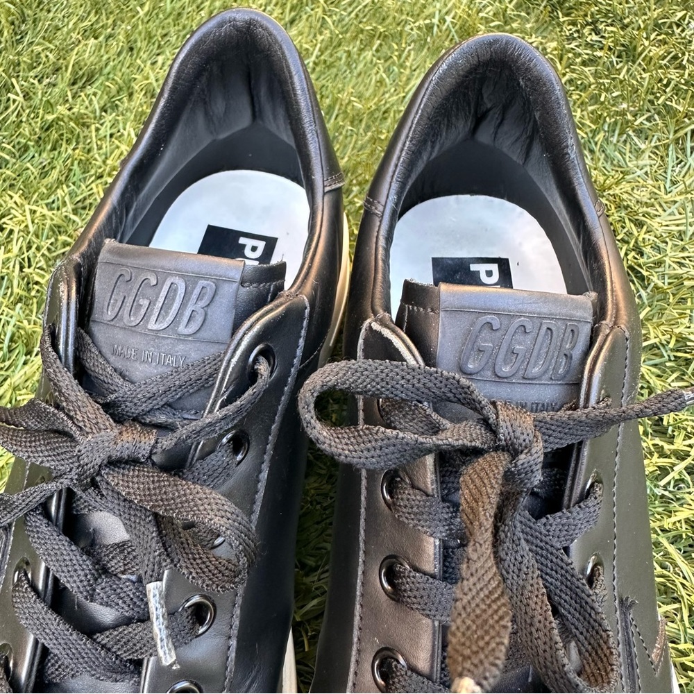 Golden Goose Women’s Bi-Based Purestar Low Top Sneakers in Black Leather 40/9.5 - Picture 6 of 11